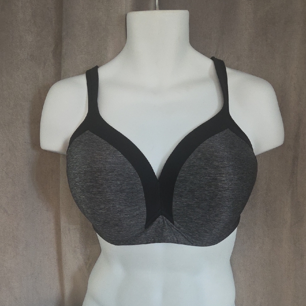Olga 42DD Wireless Charcoal and Black Bra